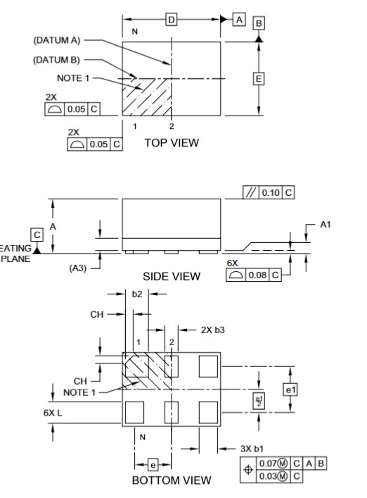 Mechanical Drawing - Microchip Technology DSC61x MEMS Clock Generators